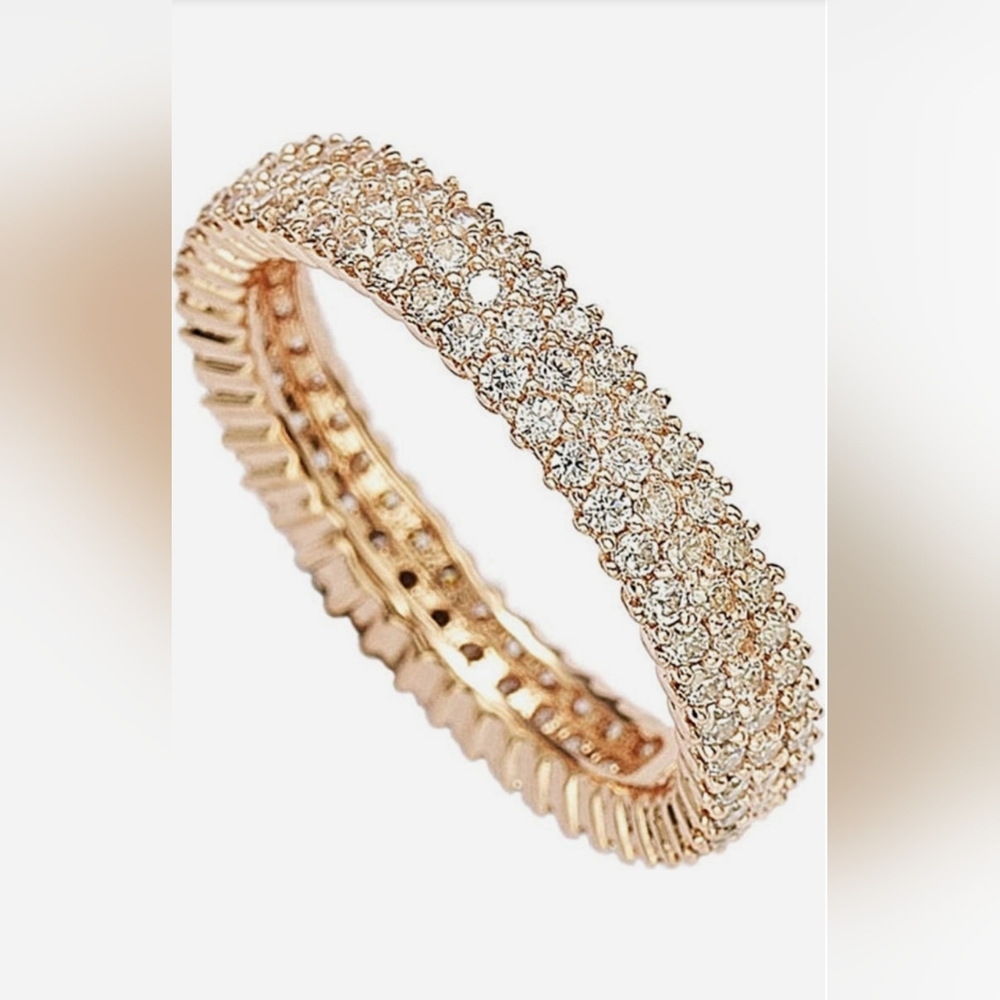 Suzy Levian 14K RoseGoldPlated Sterling Silver Micro-Pave CZ Eternity Ring 7.5